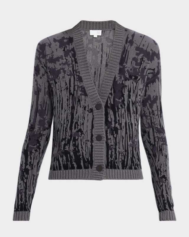 Cashmere Abstract-Print Cardigan